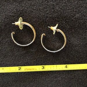 Silver and gold toned hoop pierced earrings